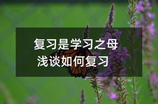 复习是学习之母 浅谈如何复习