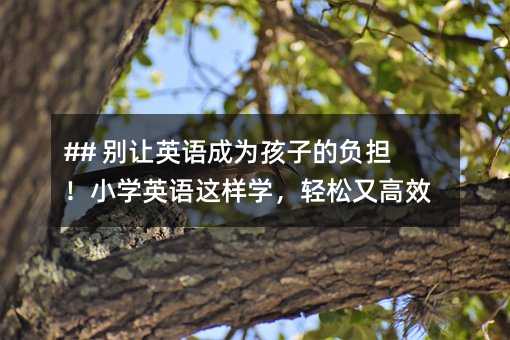 ## ����Ӣ���Ϊ���ӵĸ�����СѧӢ������ѧ�������ָ�Ч