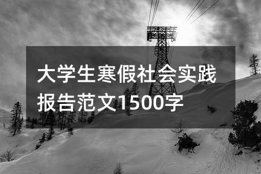 大学生寒假社会实践报告范文1500字篇